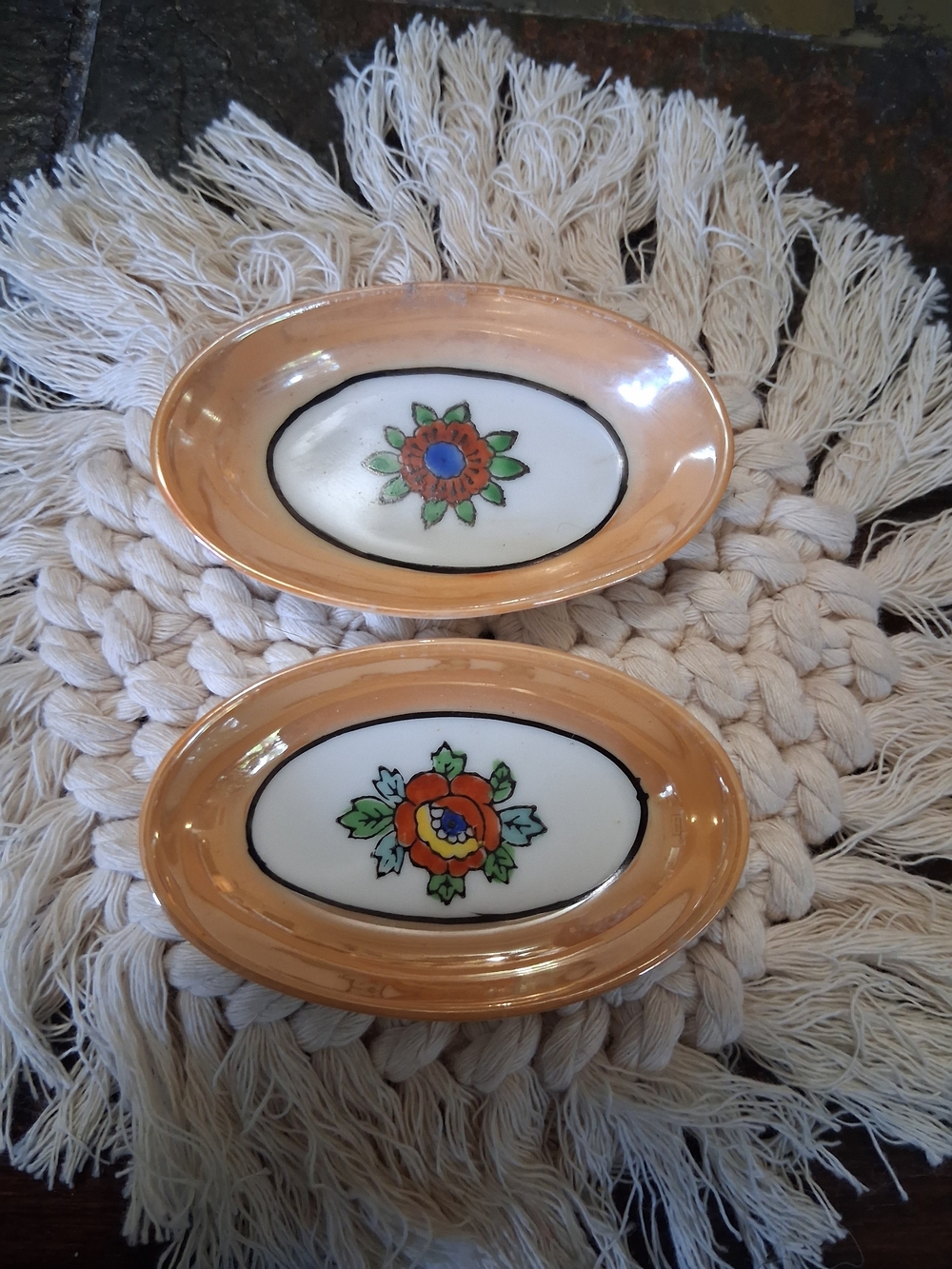 Vintage Set Of 2 Noritake Lustre-glaze Trinket Dishes
